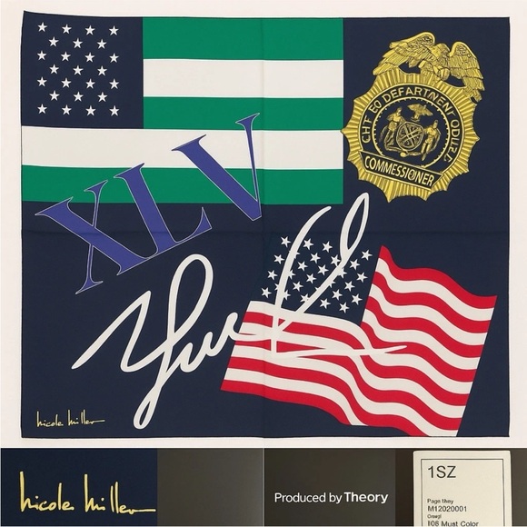 Super Bowl XLV Nicole Miller x Theory NYPD Commissioner  Scarf +Box SUPER RARE! - Picture 1 of 6